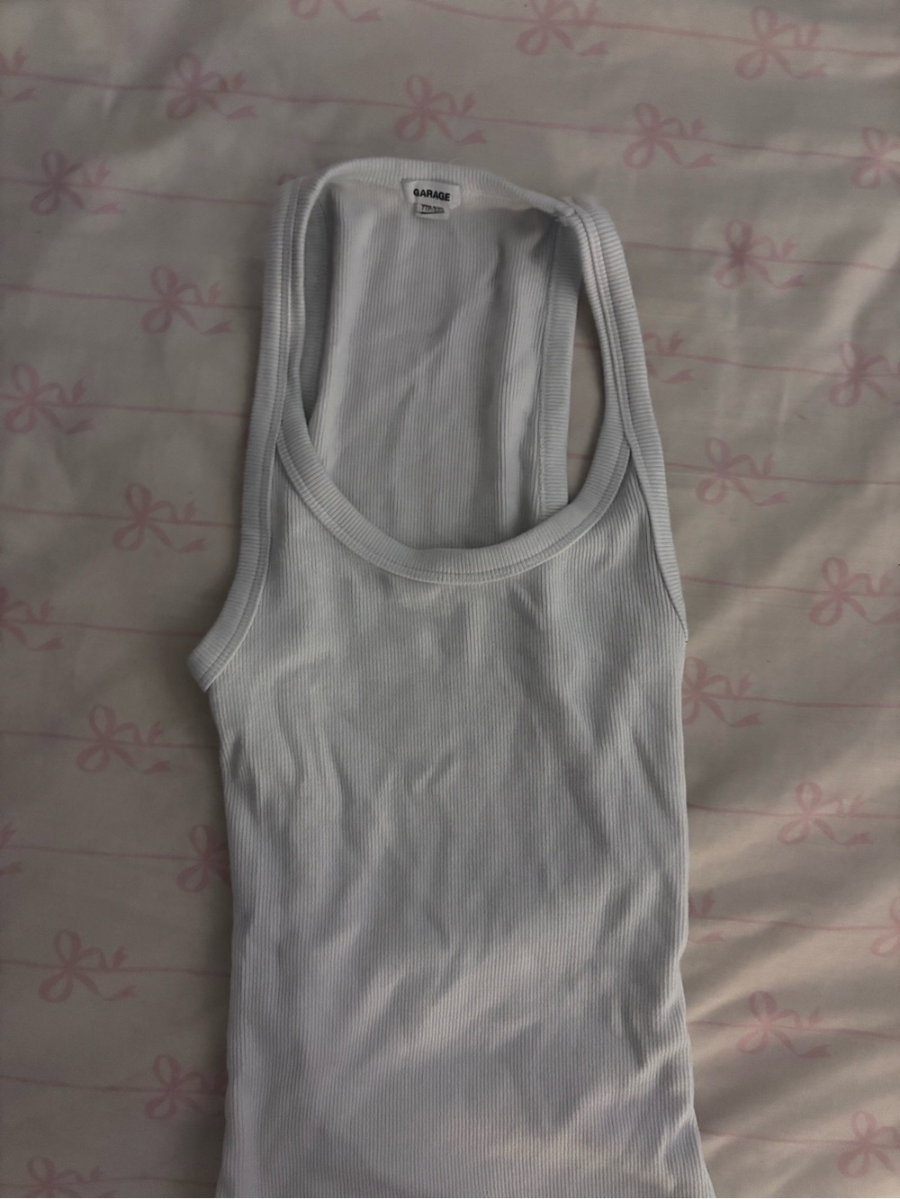 Garage Ribbed Tank Tops - White & Red - Picture 3 of 3